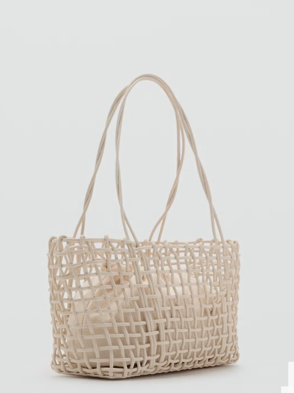 Mango Woven Tube Tote in Cream
